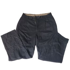 Tommy Bahama Relax Pants 35 Black 100% Silk Pleated Front Dress Trousers